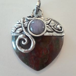 Sterling silver, Jasper & Amethyst Pendant